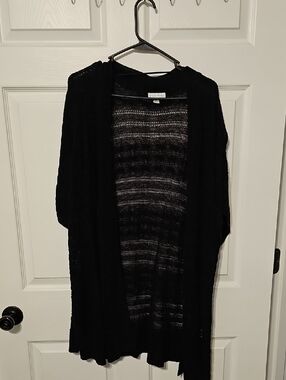 Studio Works Black Open-Front Knit Cardigan